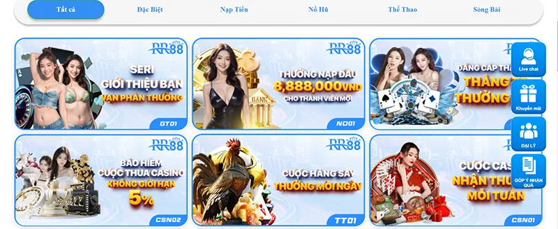 Nhà cái RR88 cung cấp nhiều khuyến mãi hấp dẫn với giá trị cao